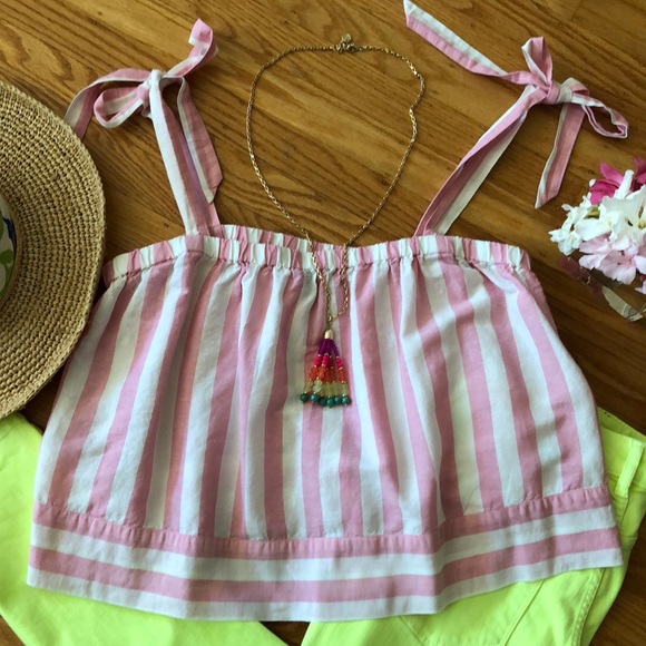 J. Crew Tops - 🌺 J.Crew; Candy Stripe Linen/Cotton Top Misses L!